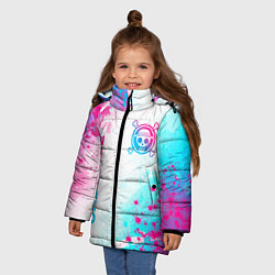 Куртка зимняя для девочки One Piece neon gradient style: надпись, символ, цвет: 3D-черный — фото 2