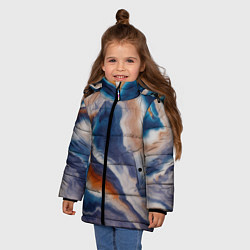 Куртка зимняя для девочки Текстура агата сине-оранжевая, цвет: 3D-красный — фото 2
