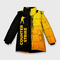 Куртка зимняя для девочки Counter Strike - gold gradient: по-вертикали, цвет: 3D-черный