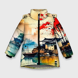 Куртка зимняя для девочки Краски природы, цвет: 3D-светло-серый