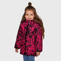 Куртка зимняя для девочки Ярко-розовый пятнистый, цвет: 3D-черный — фото 2