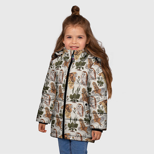 Зимняя куртка для девочки Совы и подорожник / 3D-Черный – фото 3