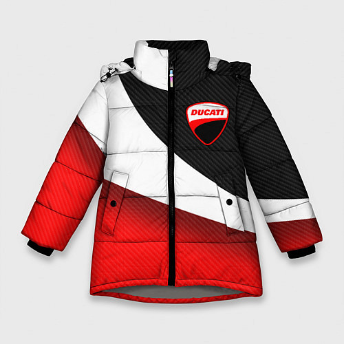 Зимняя куртка для девочки Ducati - красно-черный / 3D-Светло-серый – фото 1