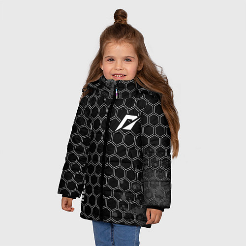 Зимняя куртка для девочки Need for Speed glitch на темном фоне: надпись, сим / 3D-Черный – фото 3