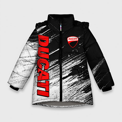 Зимняя куртка для девочки Ducati - потертости краски / 3D-Светло-серый – фото 1