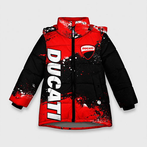 Зимняя куртка для девочки Ducati - красная униформа с красками / 3D-Светло-серый – фото 1
