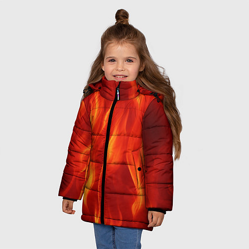 Зимняя куртка для девочки Огонь рыжий / 3D-Черный – фото 3