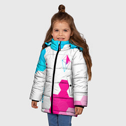 Куртка зимняя для девочки No Mans Sky neon gradient style: надпись, символ, цвет: 3D-черный — фото 2