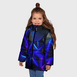 Куртка зимняя для девочки Разлом плит из неона, цвет: 3D-светло-серый — фото 2