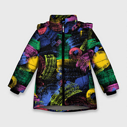 Зимняя куртка для девочки Яркие абстрактые формы с текстурой