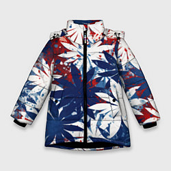 Зимняя куртка для девочки Цветы в цветах флага РФ