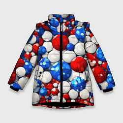 Зимняя куртка для девочки Шарики в цветах флага РФ