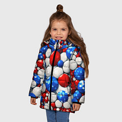 Куртка зимняя для девочки Шарики в цветах флага РФ, цвет: 3D-черный — фото 2