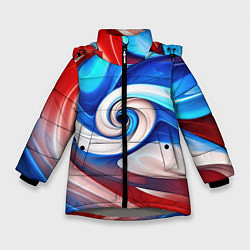 Зимняя куртка для девочки Волны в цвете флага РФ