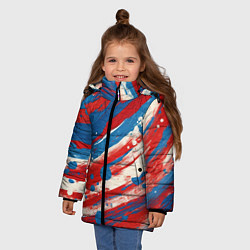Куртка зимняя для девочки Краски в цветах флага РФ, цвет: 3D-светло-серый — фото 2