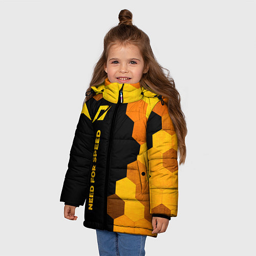 Зимняя куртка для девочки Need for Speed - gold gradient: по-вертикали / 3D-Черный – фото 3