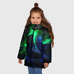 Куртка зимняя для девочки Неоновая лава из плит, цвет: 3D-черный — фото 2