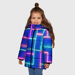 Куртка зимняя для девочки Неон линии, цвет: 3D-черный — фото 2