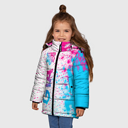 Куртка зимняя для девочки GTA neon gradient style: по-вертикали, цвет: 3D-черный — фото 2