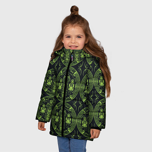 Зимняя куртка для девочки Орнамент маори / 3D-Черный – фото 3