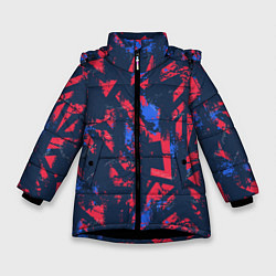 Куртка зимняя для девочки Спортивный абстрактный фон, цвет: 3D-черный