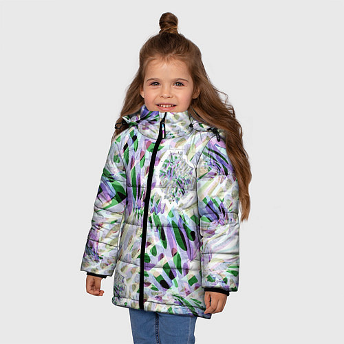 Зимняя куртка для девочки Floral abstract / 3D-Светло-серый – фото 3