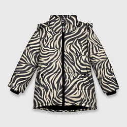 Куртка зимняя для девочки Зебра паттерн, цвет: 3D-черный