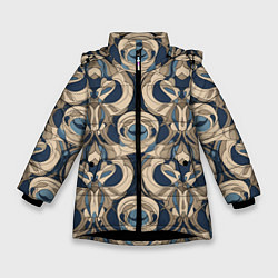 Куртка зимняя для девочки Коричневый узор паттерн, цвет: 3D-черный