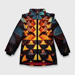 Зимняя куртка для девочки Объемные кубы полигон