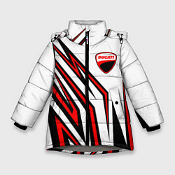 Куртка зимняя для девочки Ducati - абстрактные линии, цвет: 3D-светло-серый