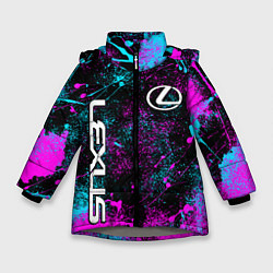 Куртка зимняя для девочки Lexus - неоновые брызги, цвет: 3D-светло-серый