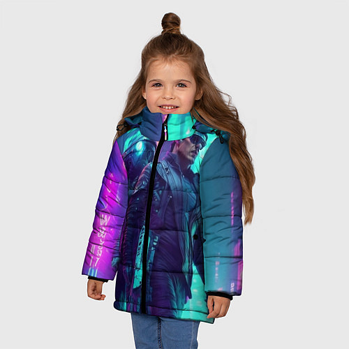 Зимняя куртка для девочки Киберлюди / 3D-Черный – фото 3