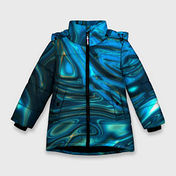 Куртка зимняя для девочки Абстракция плазма сине-голубой, цвет: 3D-черный