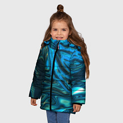Куртка зимняя для девочки Абстракция плазма сине-голубой, цвет: 3D-черный — фото 2