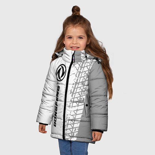 Зимняя куртка для девочки Dongfeng speed на светлом фоне со следами шин: по- / 3D-Черный – фото 3