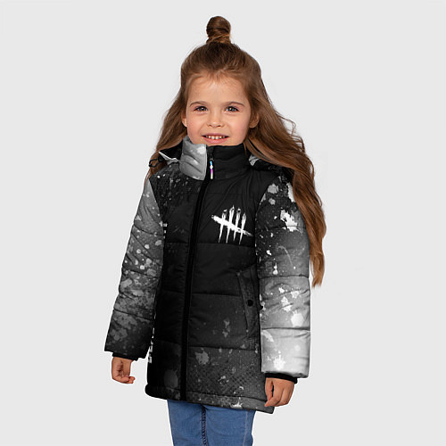 Зимняя куртка для девочки Dead by Daylight glitch на темном фоне: надпись, с / 3D-Черный – фото 3