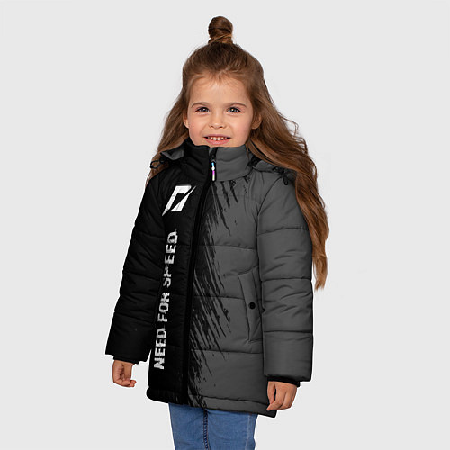 Зимняя куртка для девочки Need for Speed glitch на темном фоне: по-вертикали / 3D-Черный – фото 3