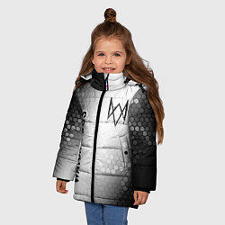 Куртка зимняя для девочки Watch Dogs glitch на светлом фоне: надпись, символ, цвет: 3D-черный — фото 2