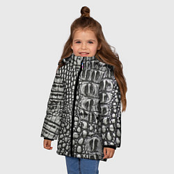 Куртка зимняя для девочки Кожа крокодила - текстура, цвет: 3D-черный — фото 2