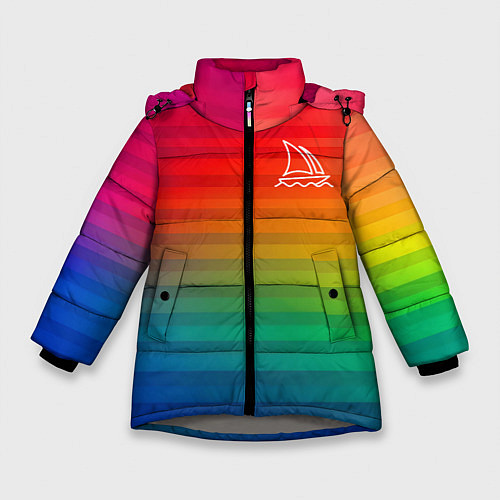 Зимняя куртка для девочки Midjourney Лого с фоном / 3D-Светло-серый – фото 1