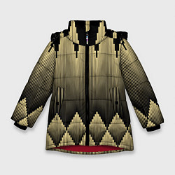 Зимняя куртка для девочки Золотые ромбы на черном