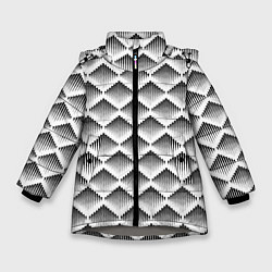 Куртка зимняя для девочки Ромбы из черных треугольников, цвет: 3D-светло-серый