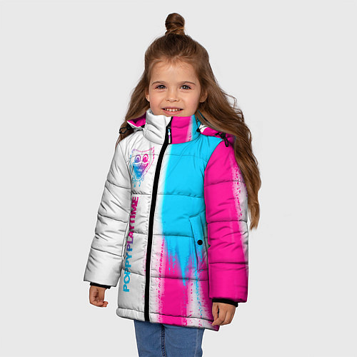 Зимняя куртка для девочки Poppy Playtime neon gradient style: по-вертикали / 3D-Черный – фото 3