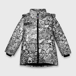 Куртка зимняя для девочки Черно-белый мозаичный узор, цвет: 3D-черный