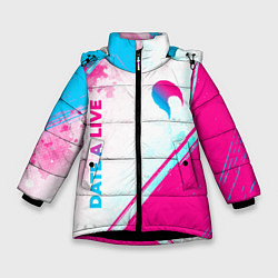 Зимняя куртка для девочки Date A Live neon gradient style: надпись, символ
