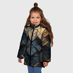 Куртка зимняя для девочки Объемные кубы, цвет: 3D-светло-серый — фото 2