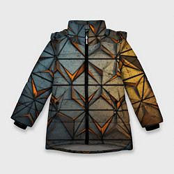 Куртка зимняя для девочки Объемная броня из плит, цвет: 3D-светло-серый