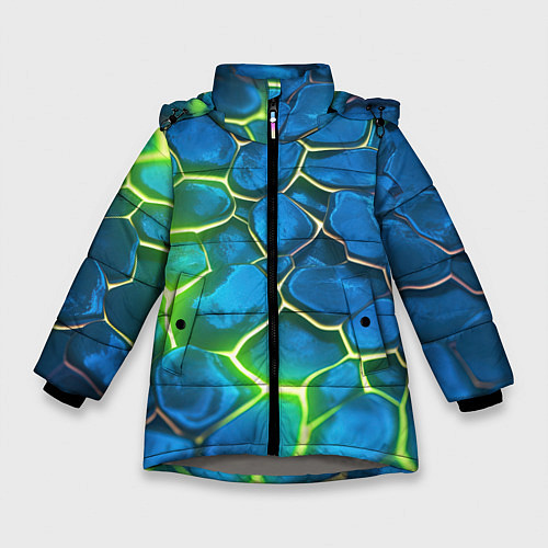 Зимняя куртка для девочки Green blue neon / 3D-Светло-серый – фото 1