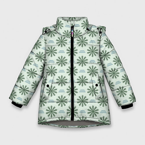 Зимняя куртка для девочки Веточки и полоски / 3D-Светло-серый – фото 1