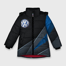 Куртка зимняя для девочки Фольцваген - синяя броня, цвет: 3D-красный